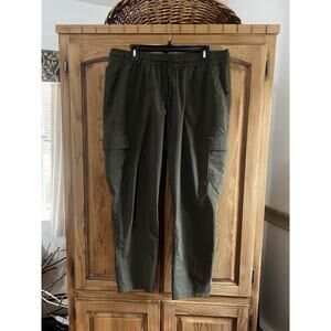 The North Face Nylon Hiking Cargo Pants Womens XL Green Elastic Waist Pockets